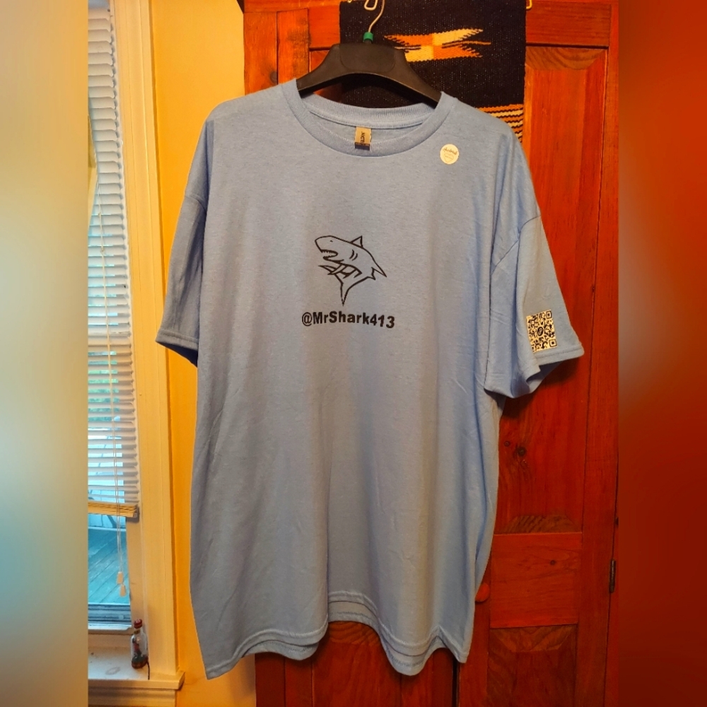 Shark T-shirt (blue) Large unisex tee